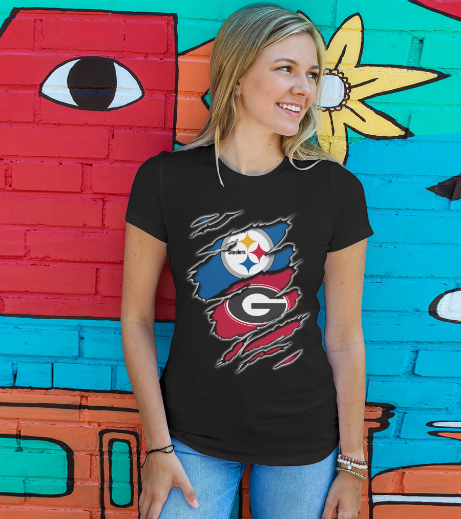 Steelers Georgia Bulldogs Fan Combo T-Shirt