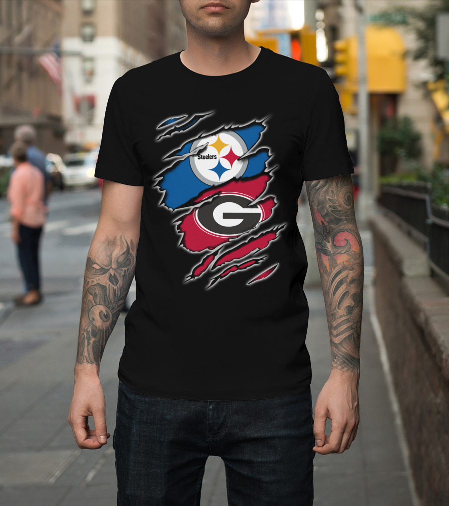 Steelers Georgia Bulldogs Fan Combo T-Shirt