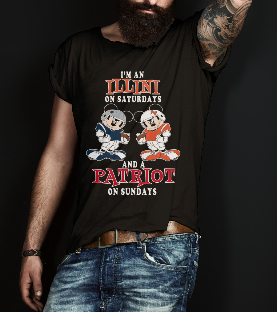 I'm An Illini On Saturdays And A Patriot On Sundays Mickey T-Shirt