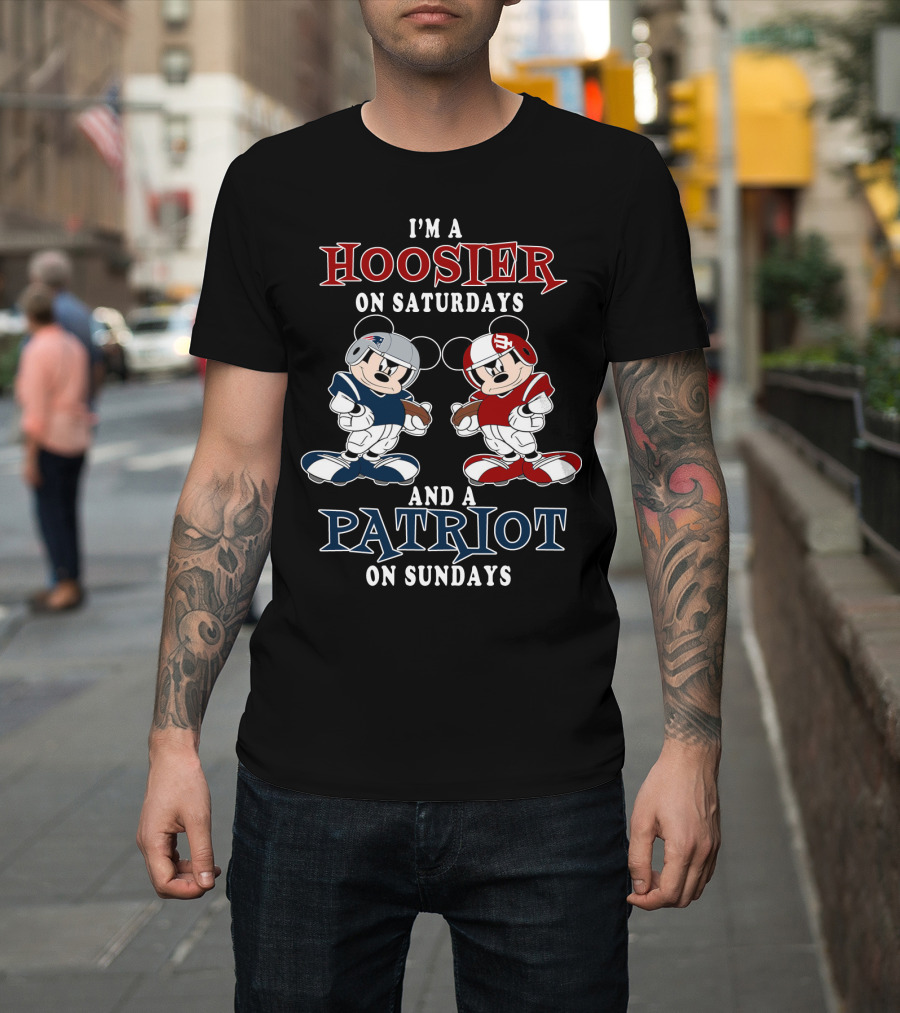 I'm a Hoosier on Saturdays and a Patriot on Sundays Mickey Football T-Shirt