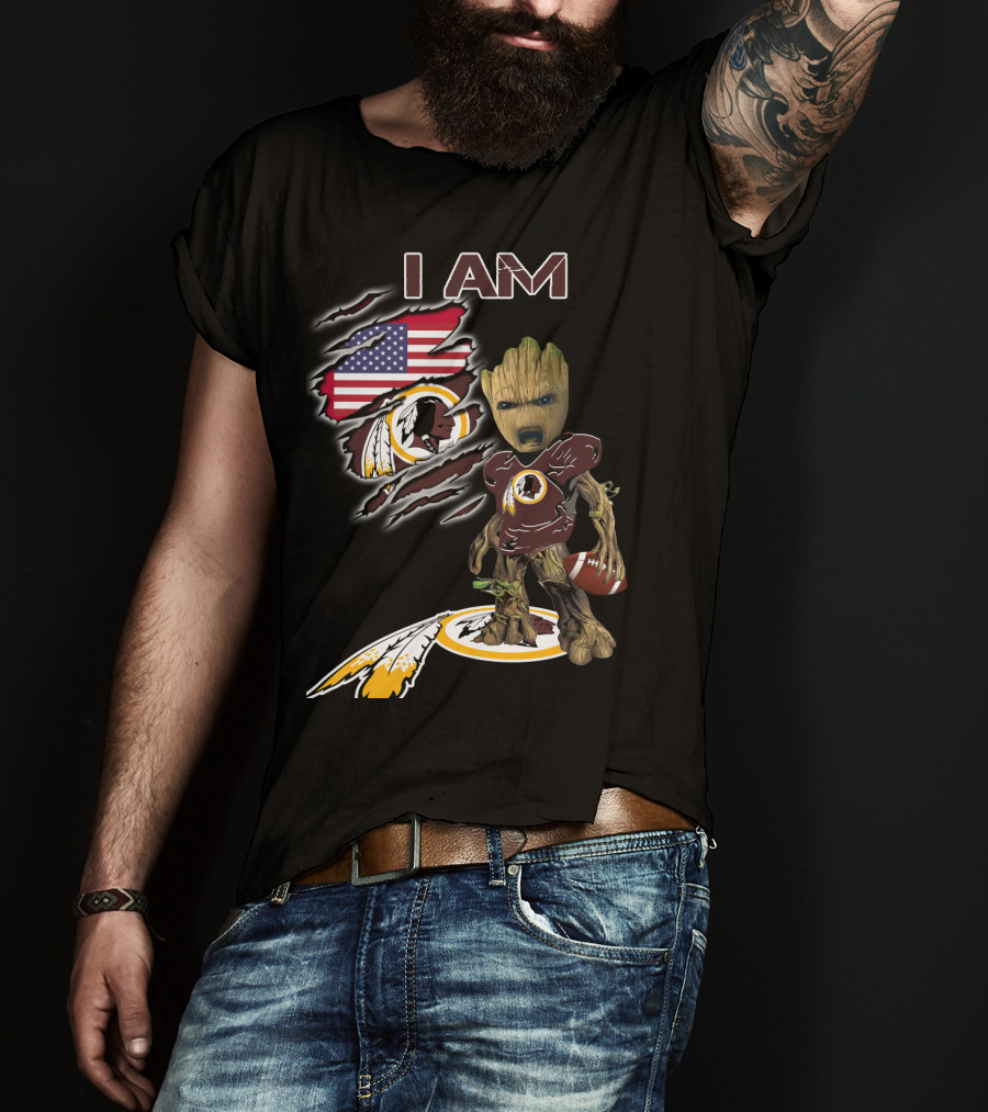 I Am Groot Washington Football Team Fan Usa Flag T-Shirt