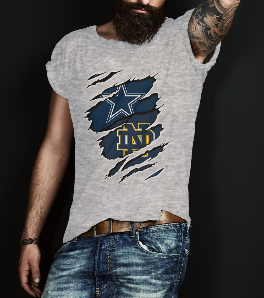 Dallas Cowboys Notre Dame Fighting Irish Logo Mashup T-Shirt