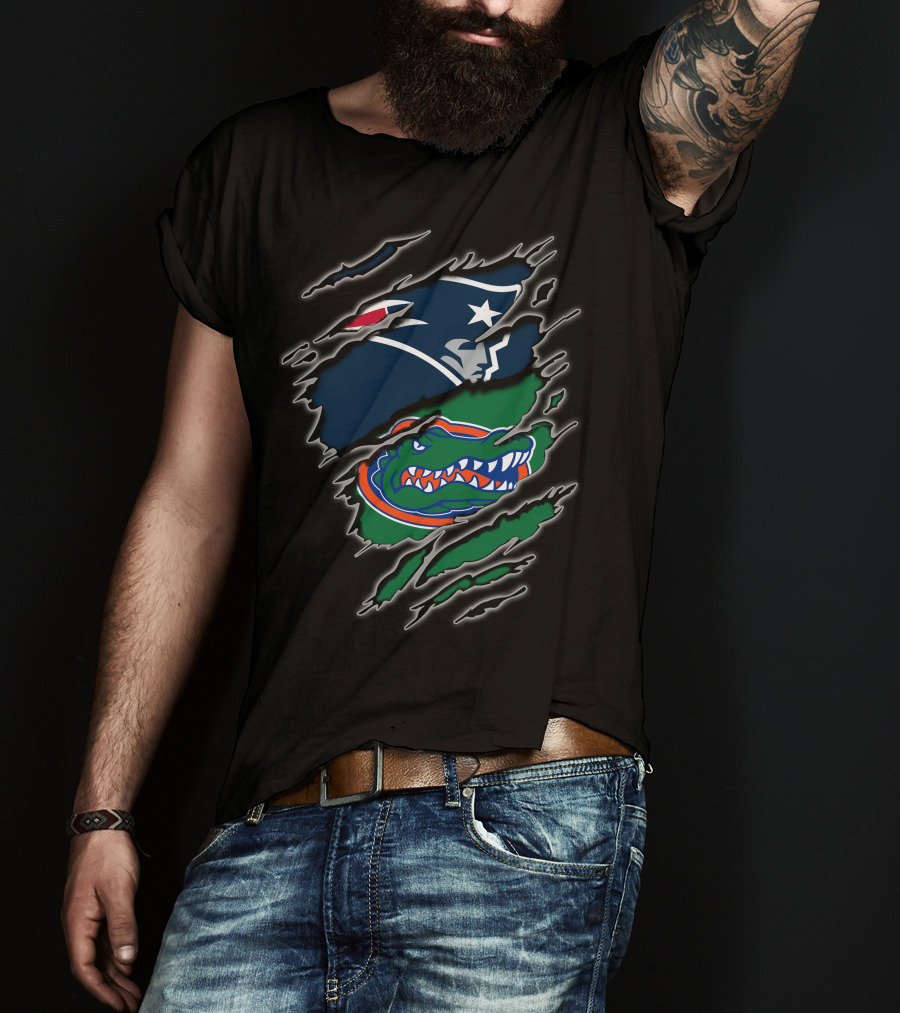 Patriots Gators Logo Crossover Featuring Iconic Team T-Shirt