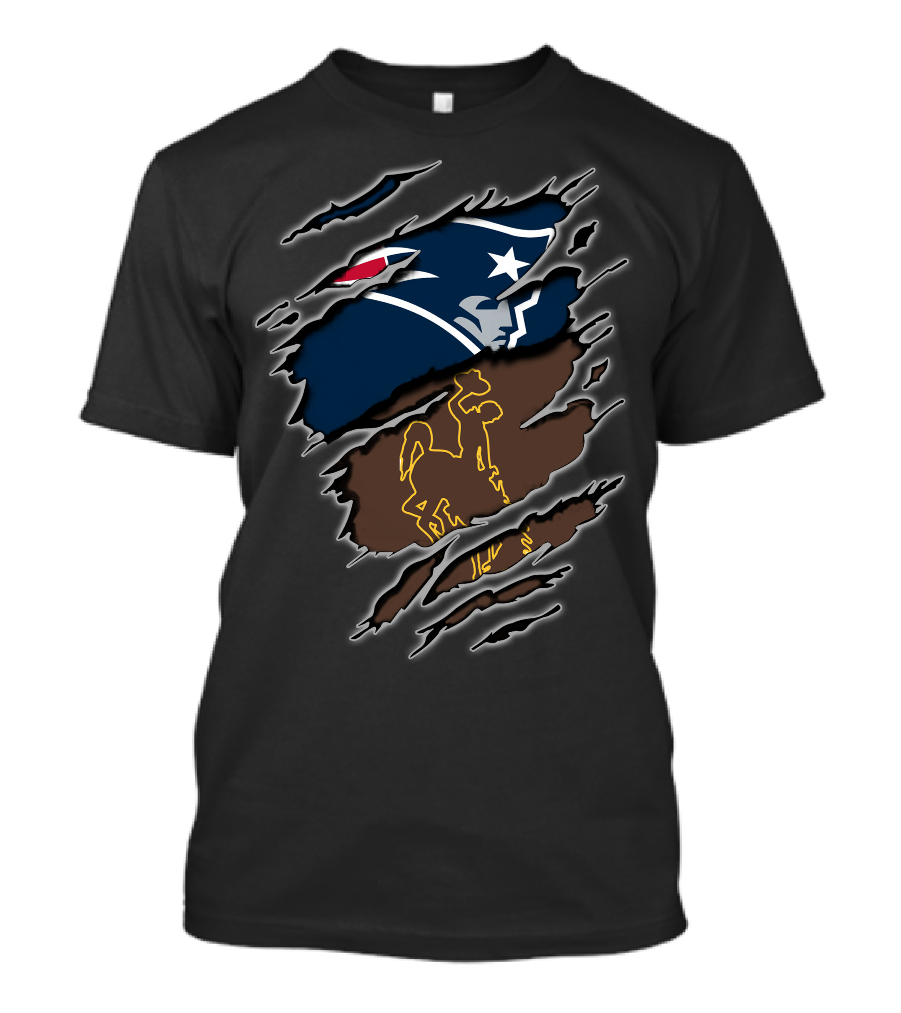 Patriots Wyoming Dual Logo Rip T-Shirt
