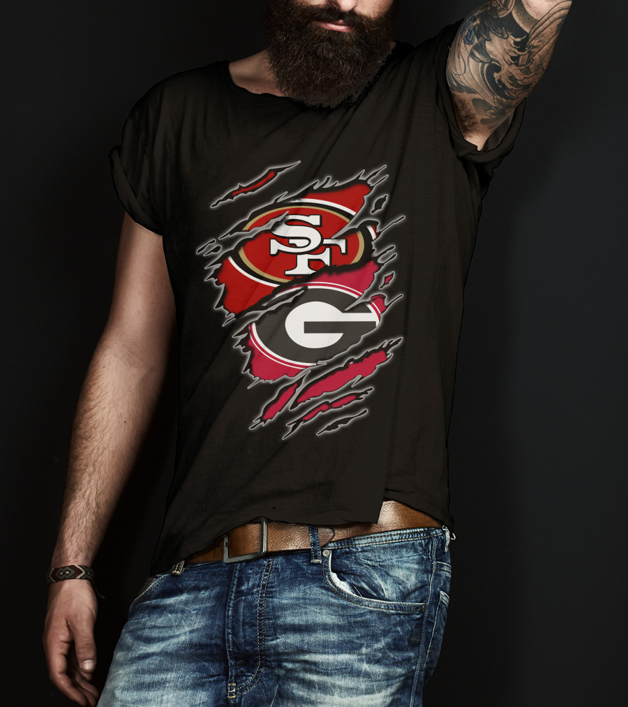 49ers Georgia Bulldogs Sf And G Logo Merge T-Shirt