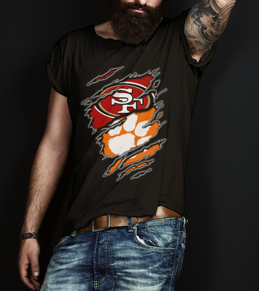San Francisco 49ers Clemson Tigers Logo Mashup T-Shirt