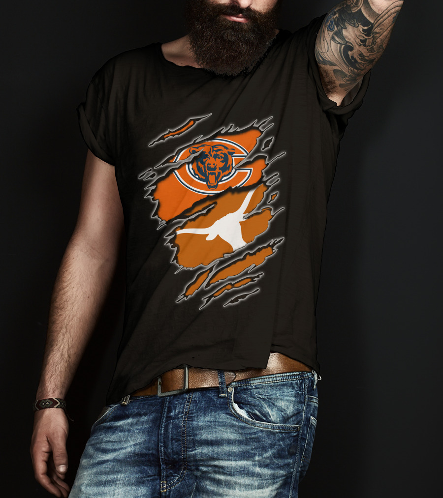 Bears Longhorns Logo Crossover Claw Tear T-Shirt