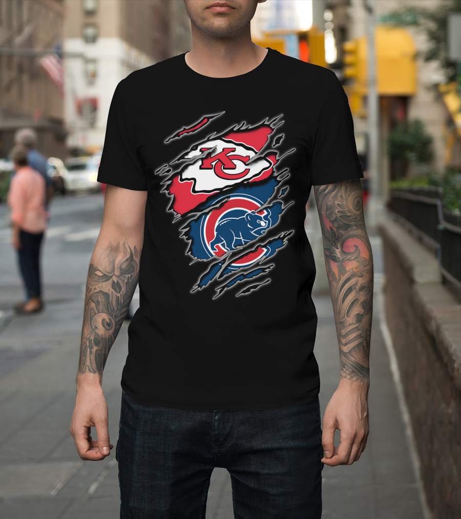Kansas City Chiefs Chicago Cubs Claw Rip T-Shirt