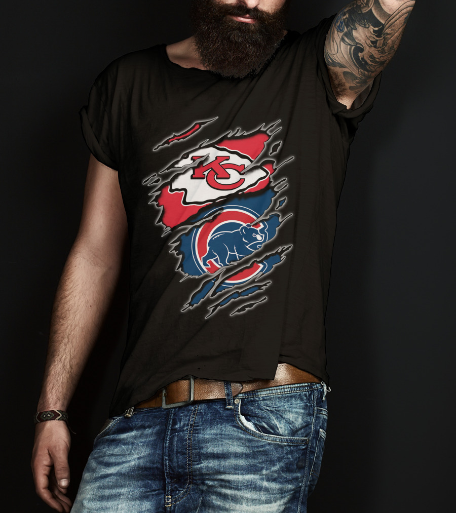 Kansas City Chiefs Chicago Cubs Claw Rip T-Shirt