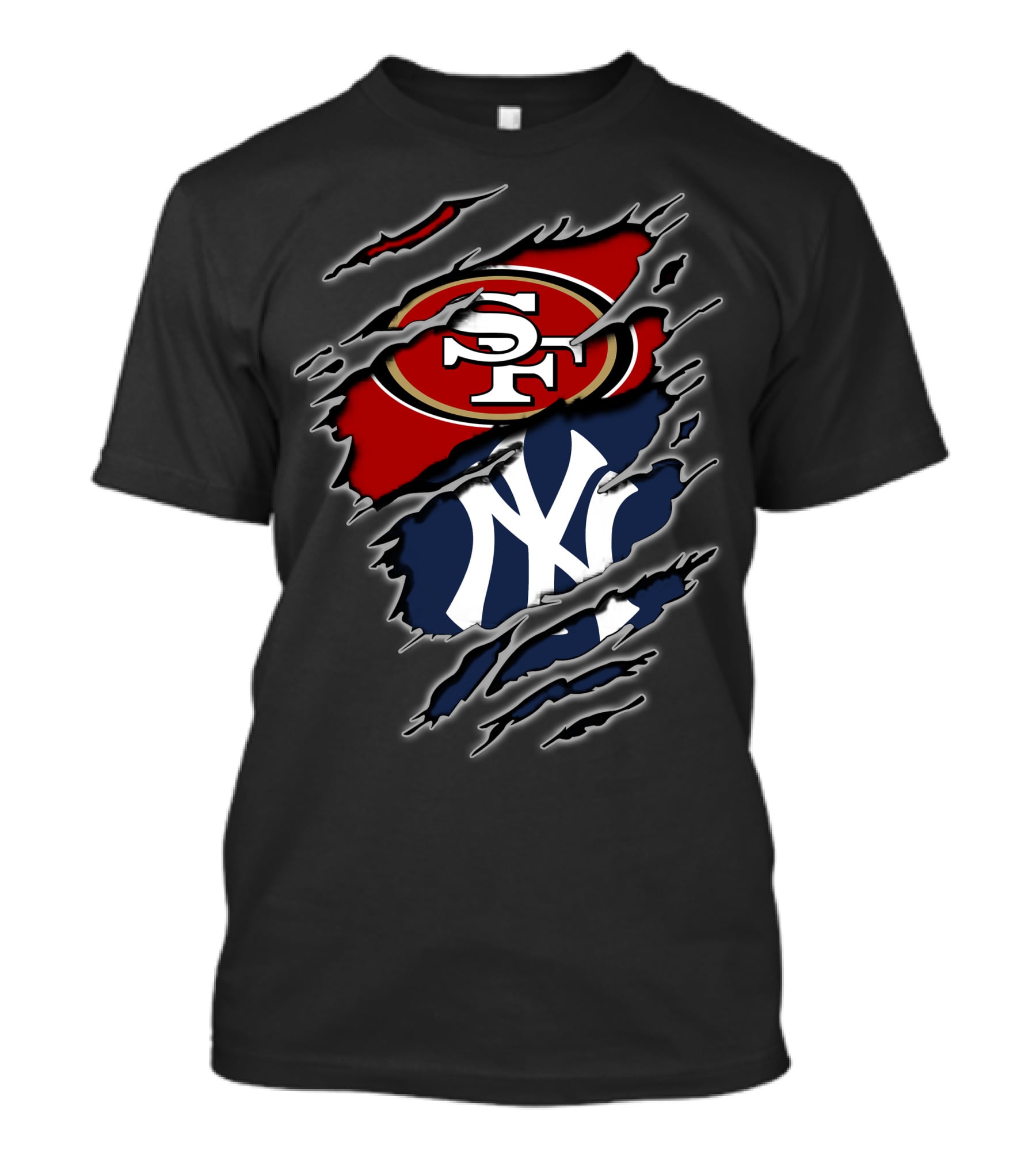 San Francisco 49ers New York Yankees Claw Slash Logo Mashup T-Shirt