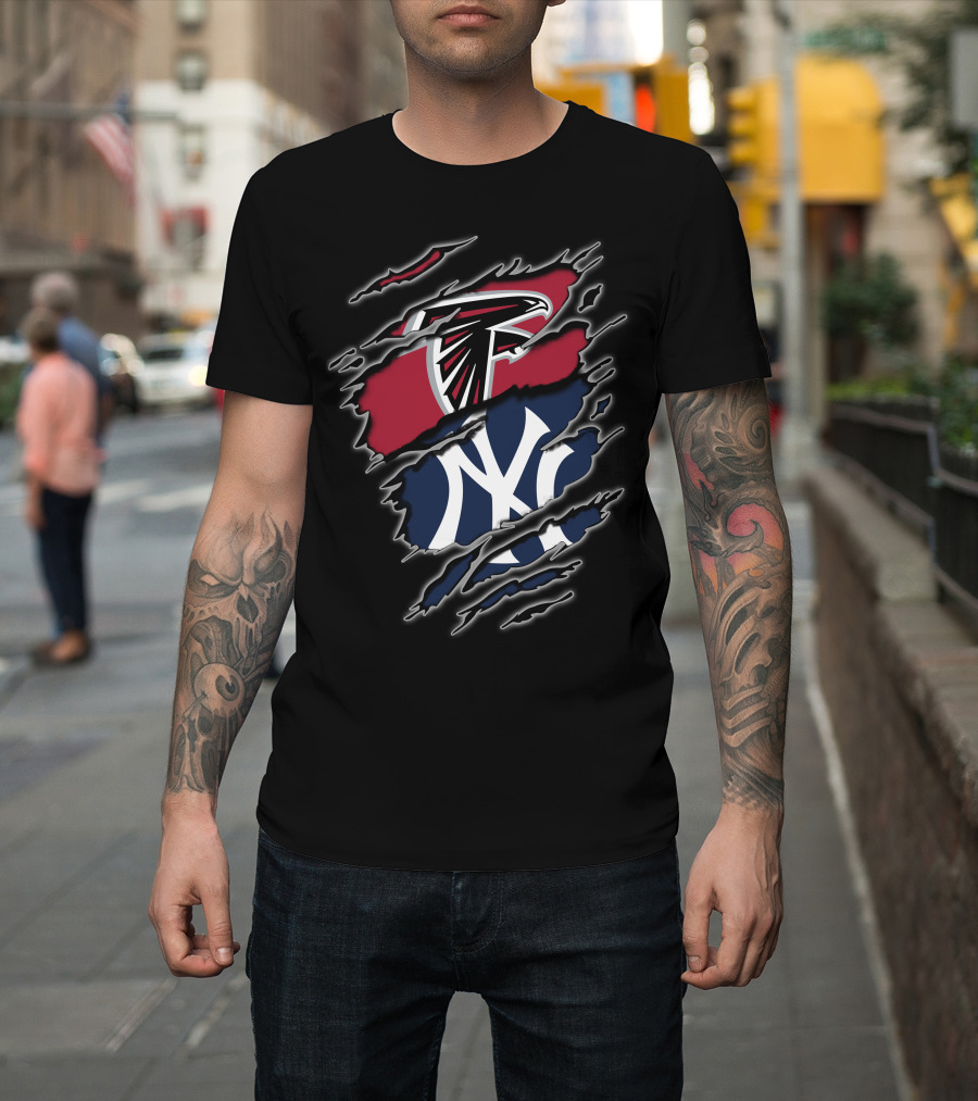 Atlanta Falcons New York Yankees Logo Collaboration T-Shirt