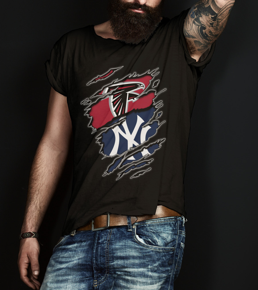 Atlanta Falcons New York Yankees Logo Collaboration T-Shirt