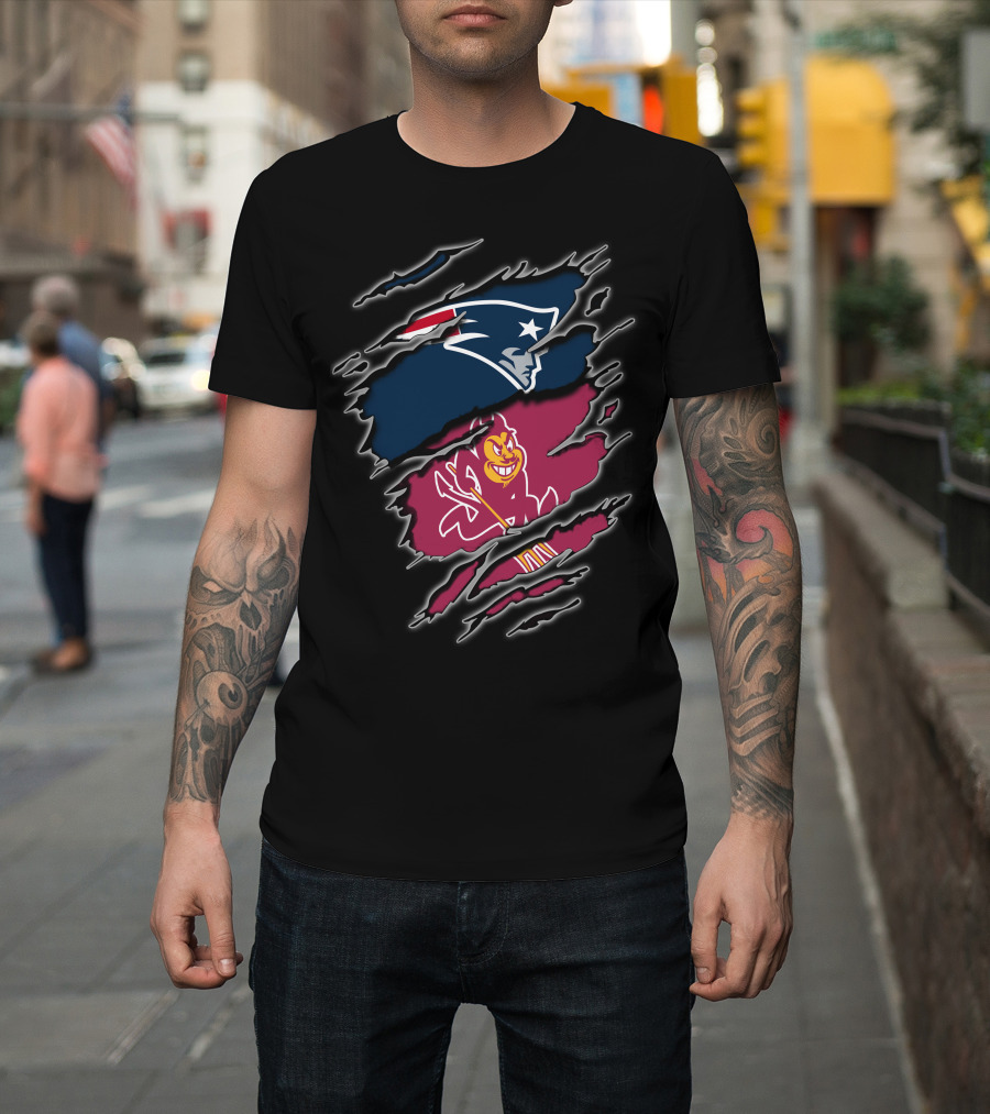 New England Patriots And Arizona State Sun Devils Rip T-Shirt