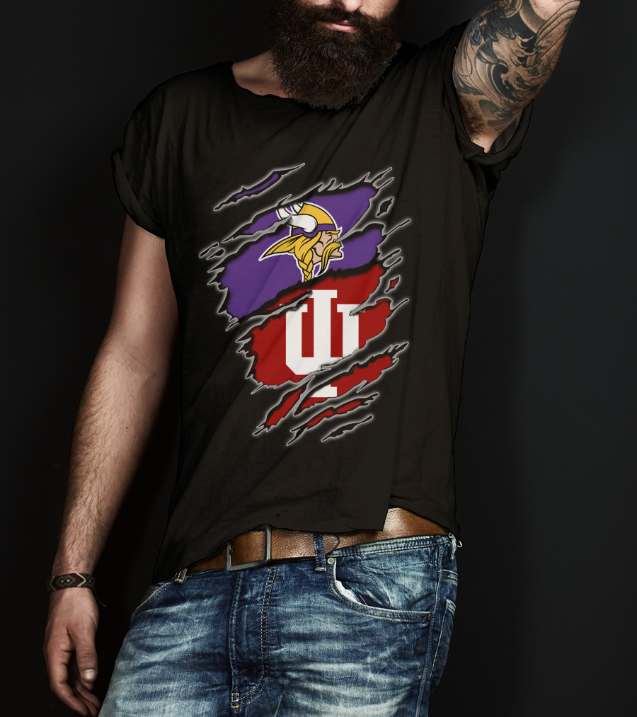 Vikings Hoosiers Minnesota NFL Indiana University Fan Logo Fusion T-Shirt