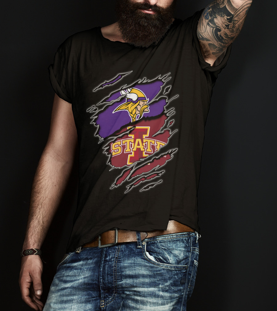 Minnesota Vikings Iowa State Cyclones Torn Claw Marks T-Shirt