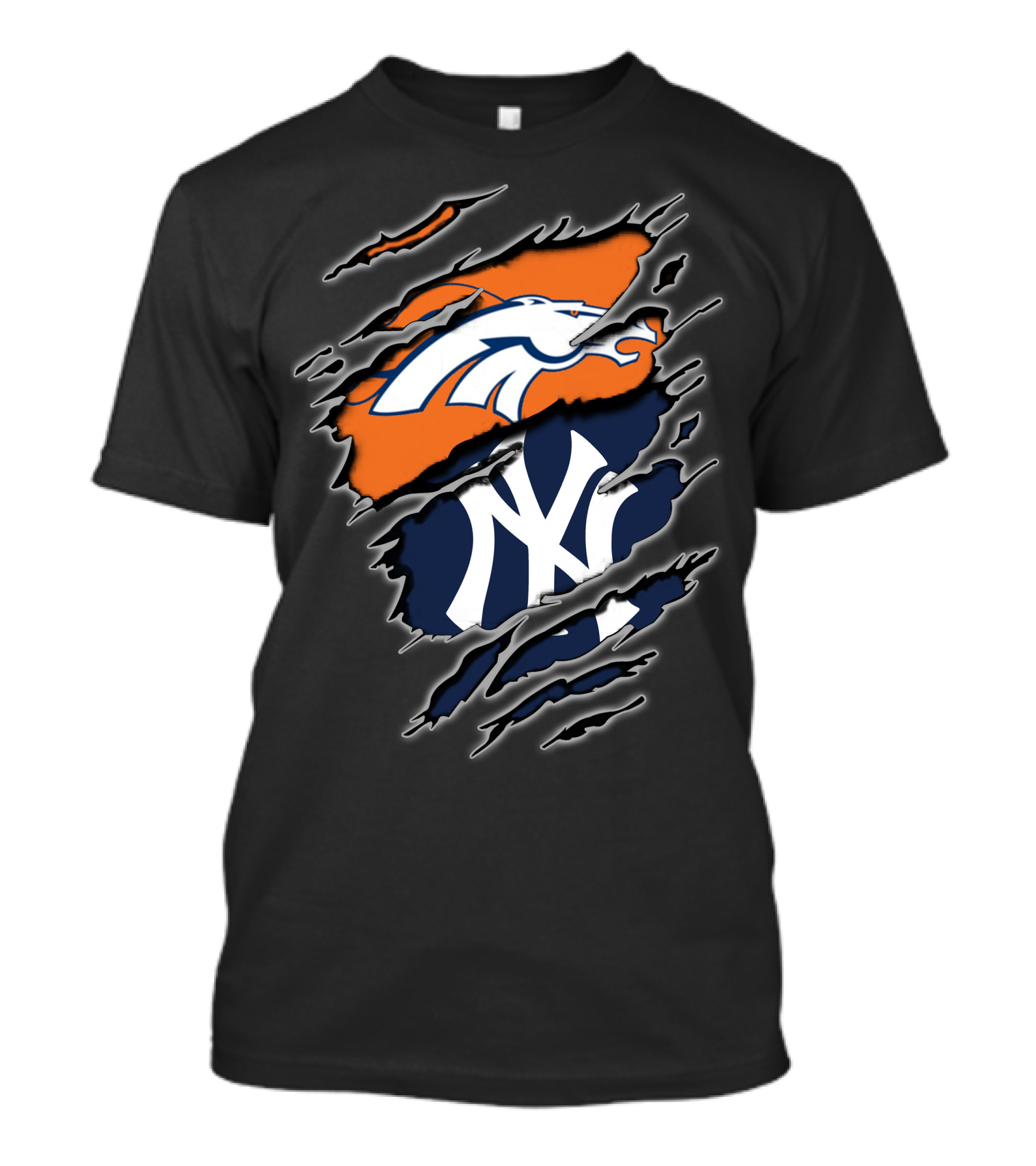 Broncos Yankees Dual Team Pride Fan Gear T-Shirt