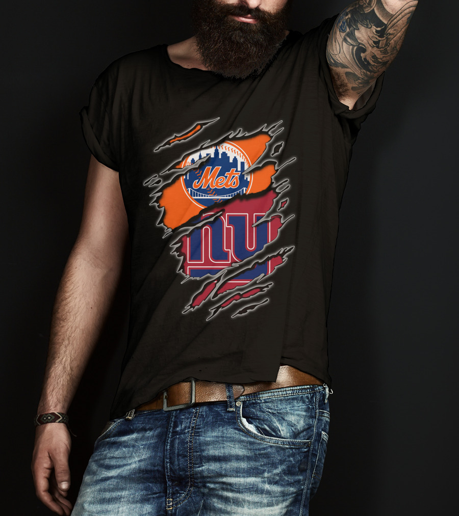 Mets Giants Logo Combo Tear Effect T-Shirt