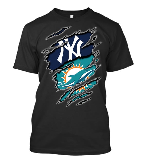 Yankees Dolphins Logos Fusion T-Shirt