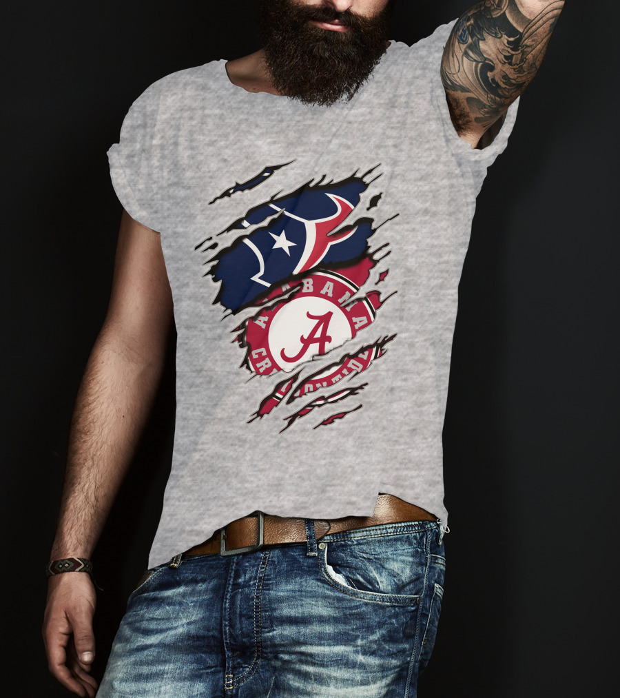 Alabama Crimson Tide Texans Football Torn T-Shirt