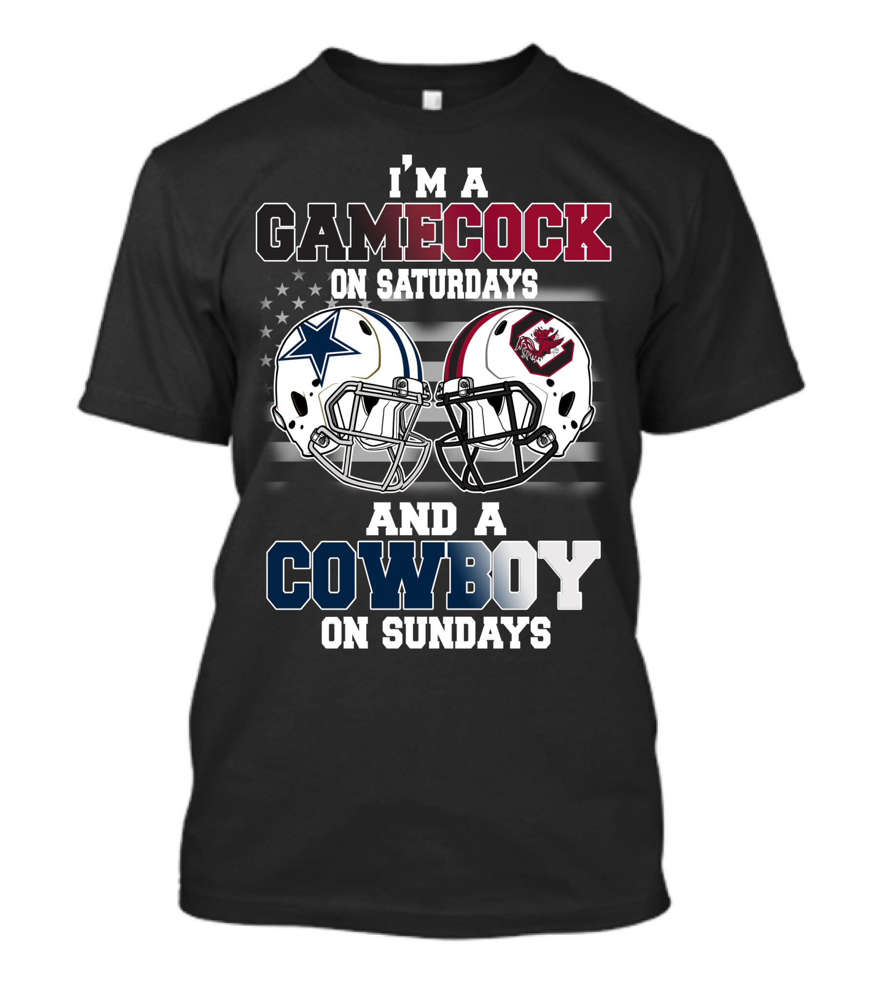 I'm A Gamecock On Saturdays And A Cowboy On Sundays Football Helmets T-Shirt