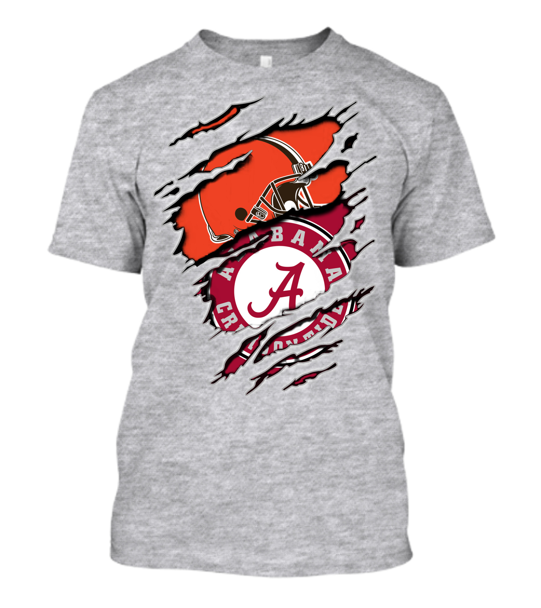 Alabama Crimson Tide Cleveland Browns Helmet Logo Mashup T-Shirt
