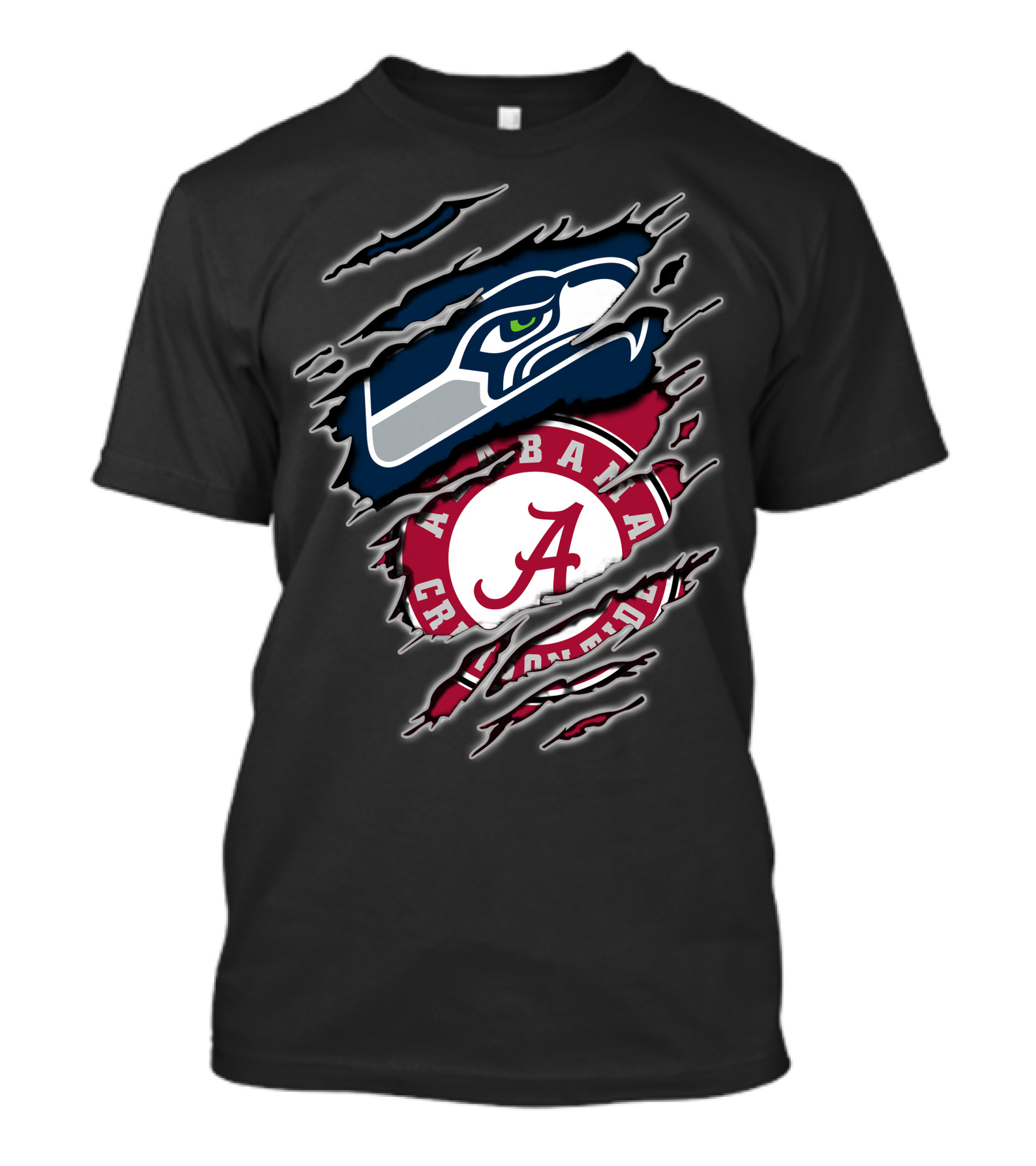 Alabama Crimson Tide Seattle Seahawks Creative Mashup T-Shirt