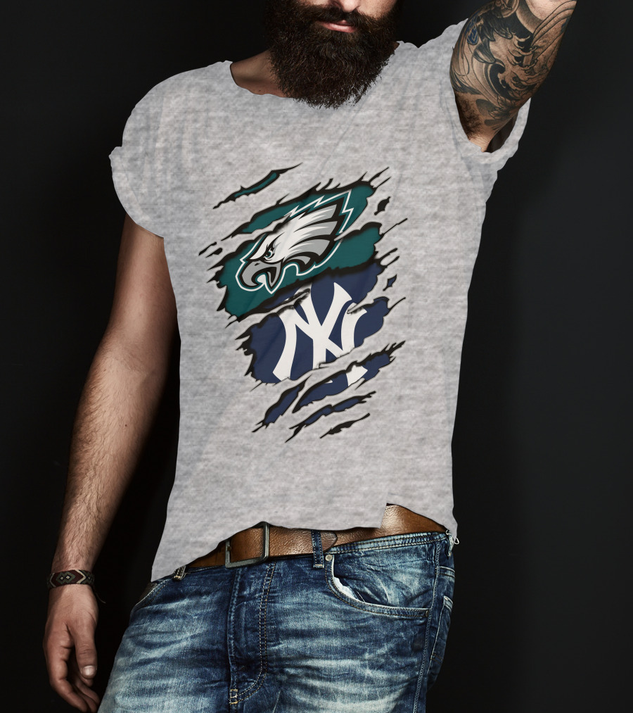 Philadelphia Eagles New York Yankees Fan Crossover T-Shirt