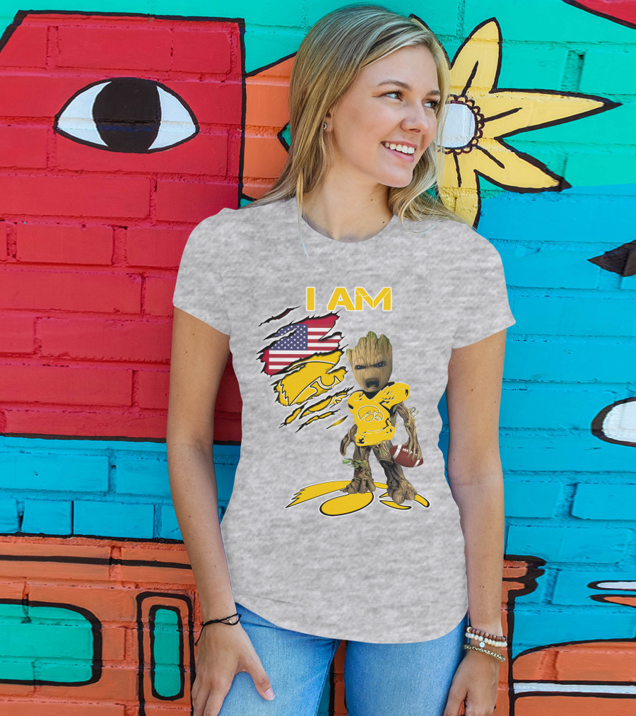 I Am Hawkeyes Baby Groot American Football T-Shirt
