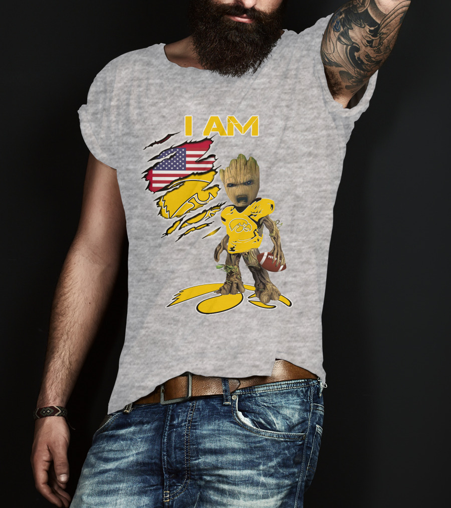 I Am Hawkeyes Baby Groot American Football T-Shirt
