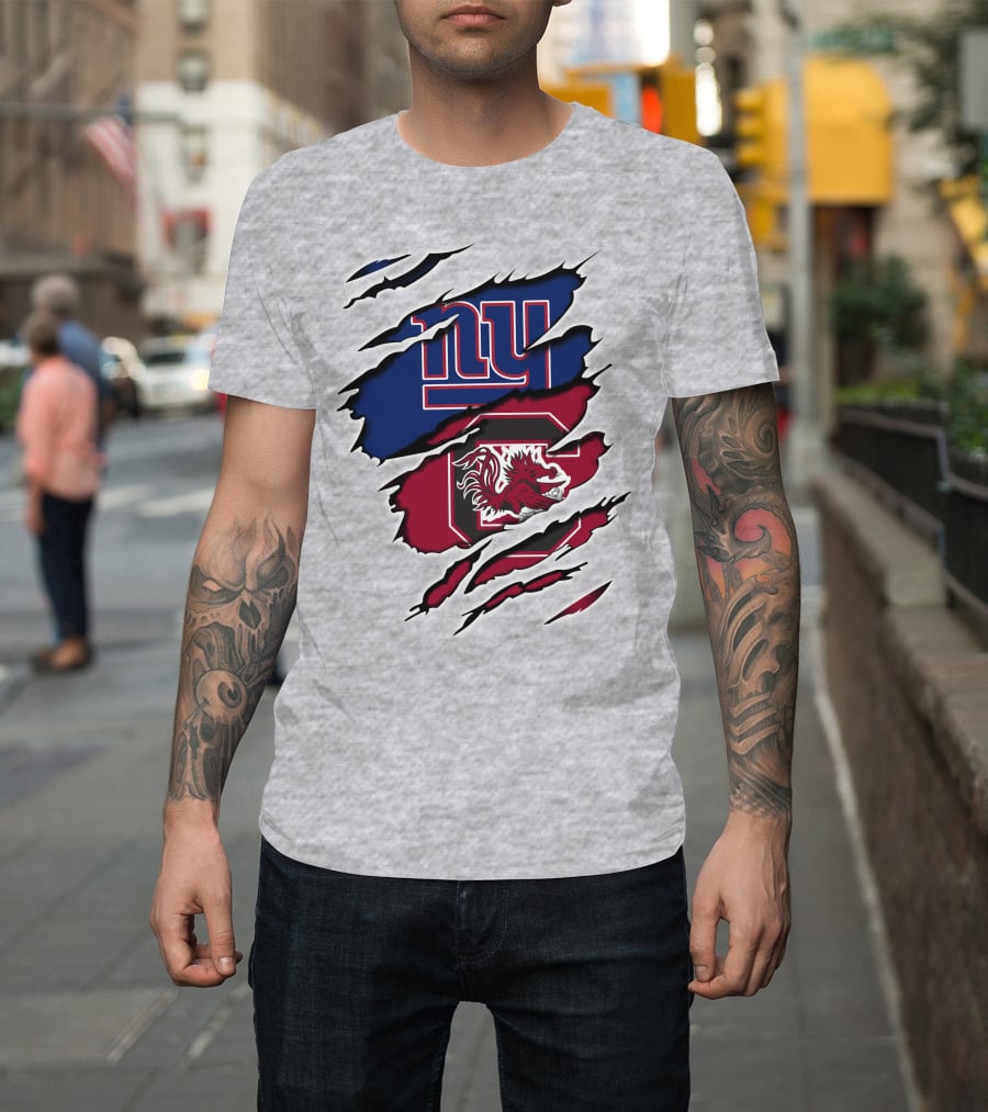 New York Giants South Carolina Gamecocks Rip Claw Marks Sports Crossover T-Shirt