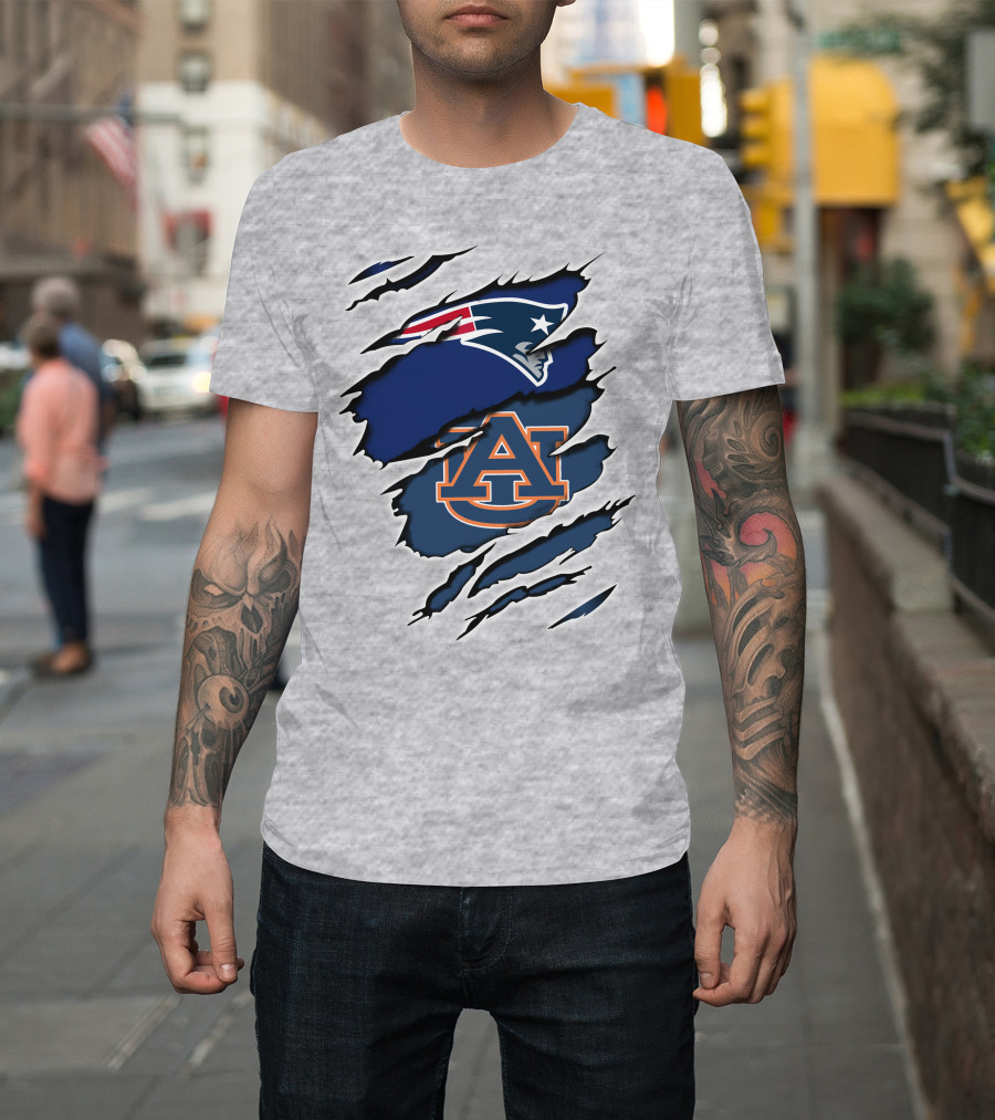 Patriots Auburn Tigers Logo Ripped T-Shirt
