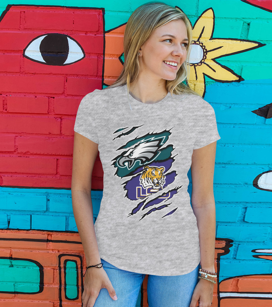 Eagles Philadelphia Tigers LSU Collaboration T-Shirt