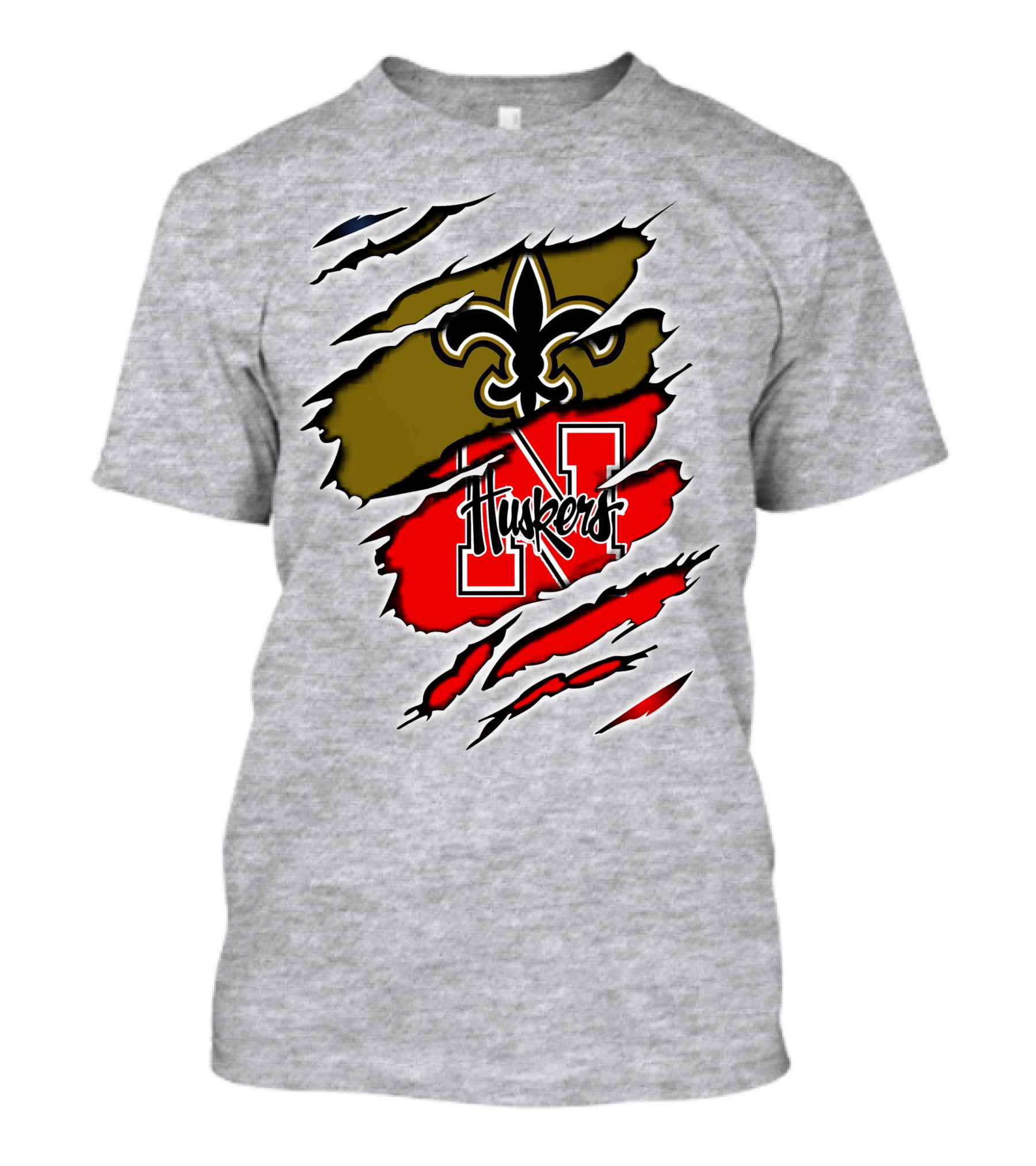 New Orleans Saints Nebraska Huskers Claw Marks T-Shirt