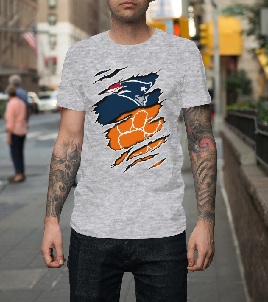 Patriots Clemson Tiger Paw Logo Fusion T-Shirt
