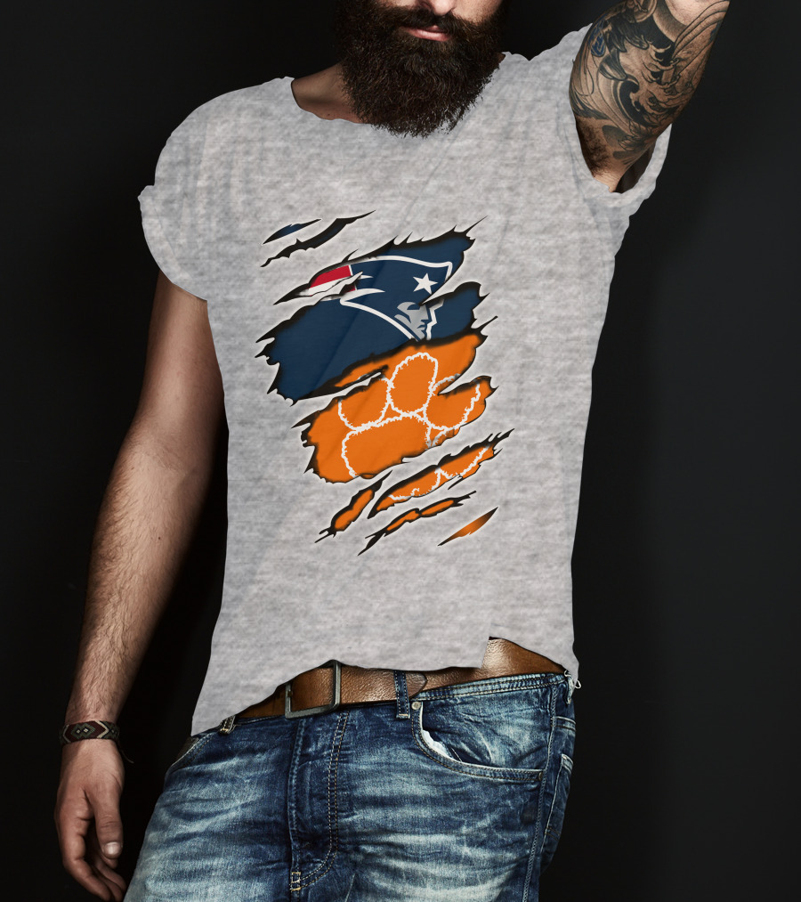 Patriots Clemson Tiger Paw Logo Fusion T-Shirt