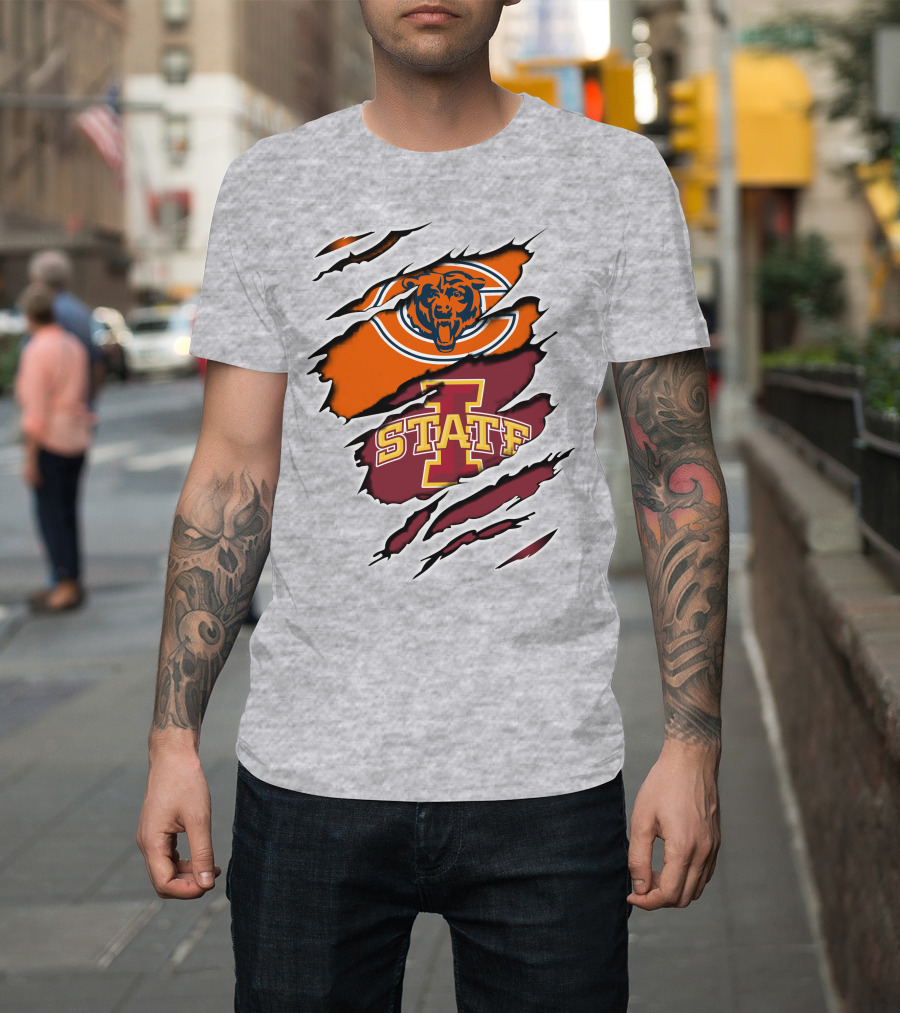 Chicago Bears Iowa State Cyclones Torn Claw T-Shirt