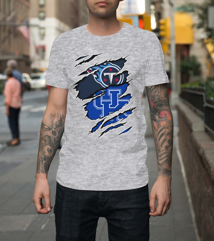 Tennessee Titans and Kentucky Wildcats Logo Fusion T-Shirt