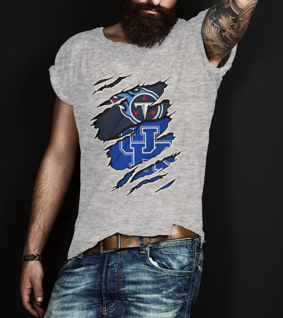 Tennessee Titans And Kentucky Wildcats Logo Fusion T-Shirt