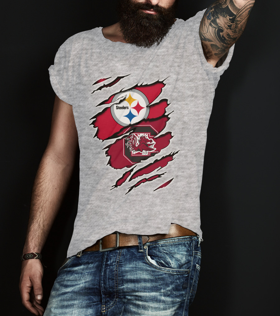Steelers Gamecocks Ripped T-Shirt