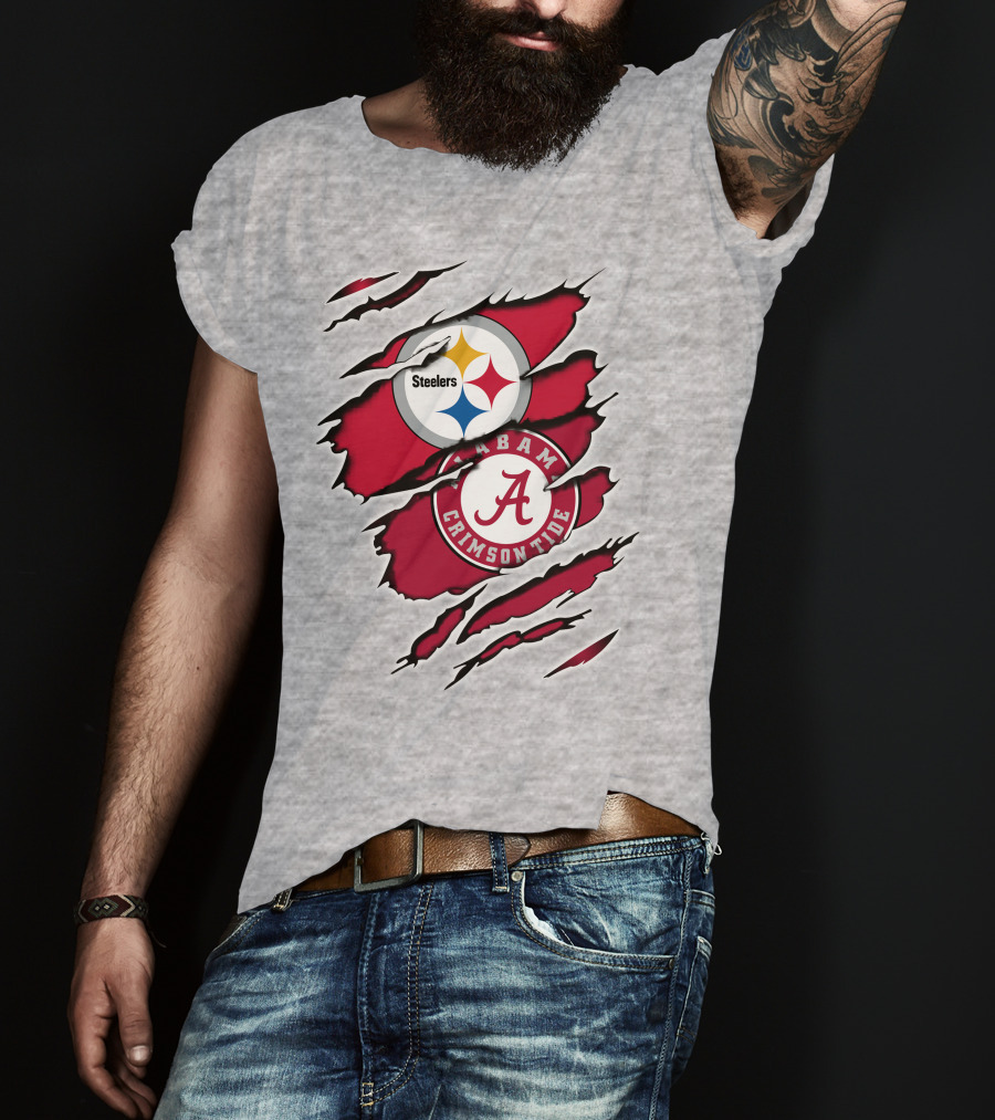 Steelers Alabama Crimson Tide Fan Logo Collaboration T-Shirt