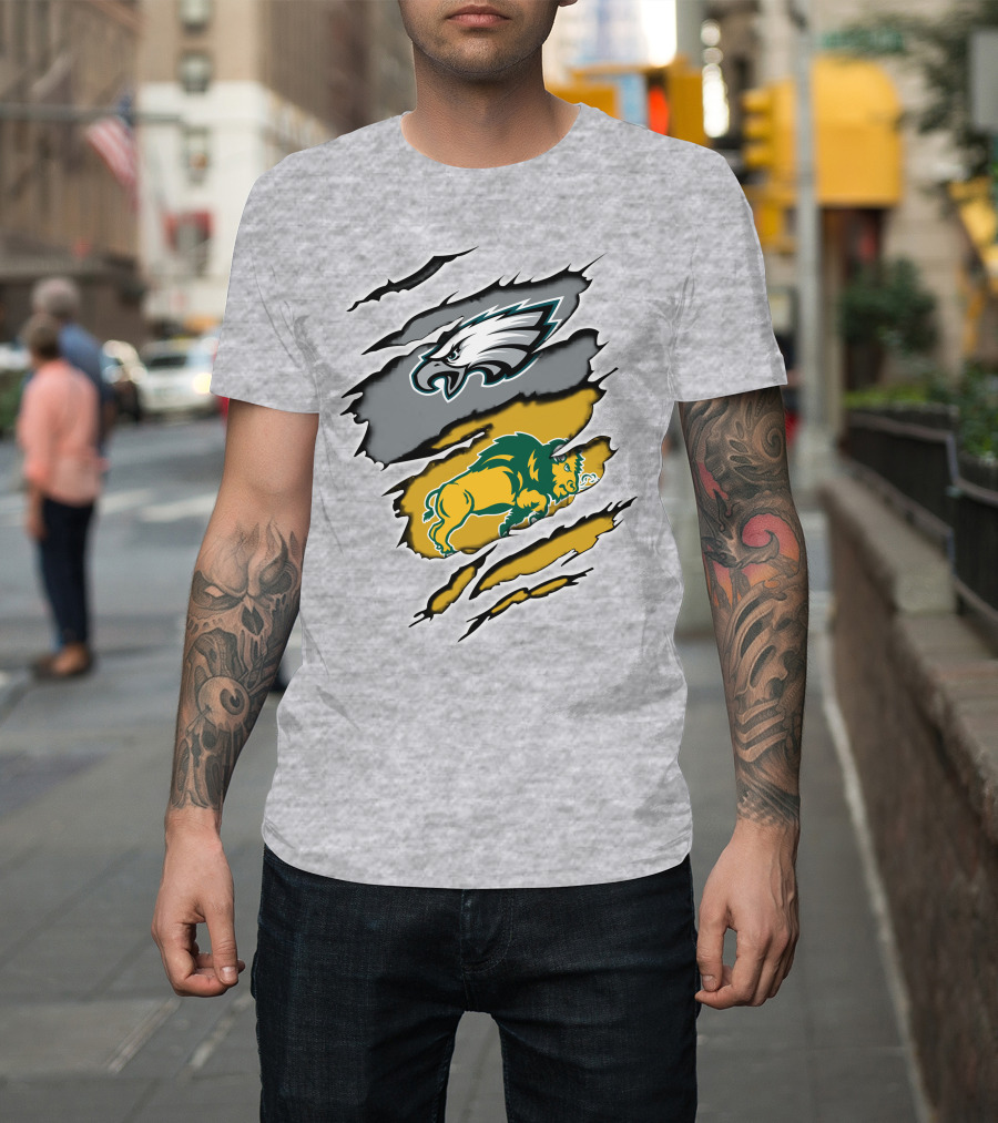 Eagles Dakota Bison Football Fusion Ripped Claw T-Shirt