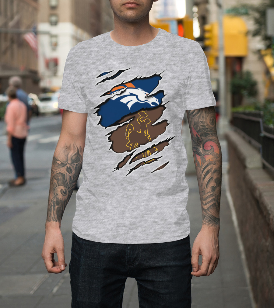 Denver Broncos Wyoming Cowboy Logo Fusion T-Shirt
