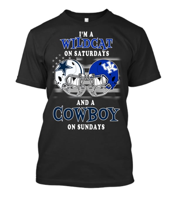 I'm A Wildcat On Saturdays And A Cowboy On Sundays Helmet Football T-Shirt