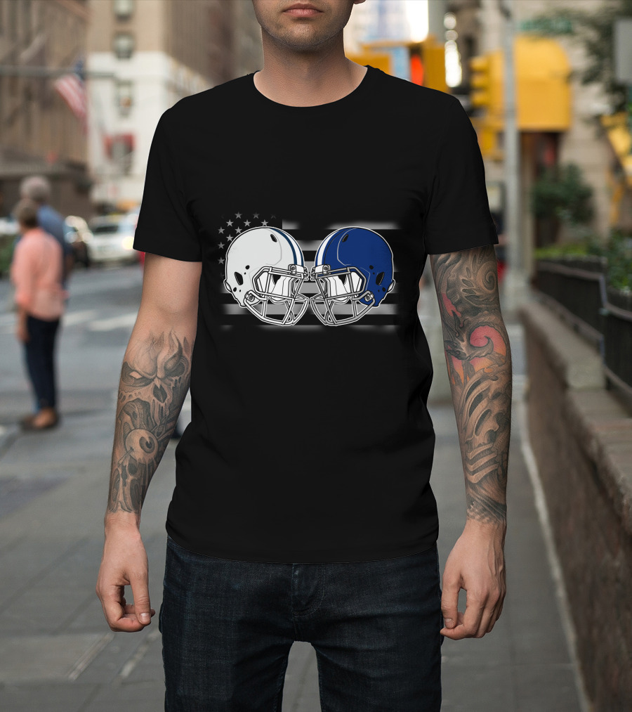 Cow Lions American Flag Football Helmets T-Shirt