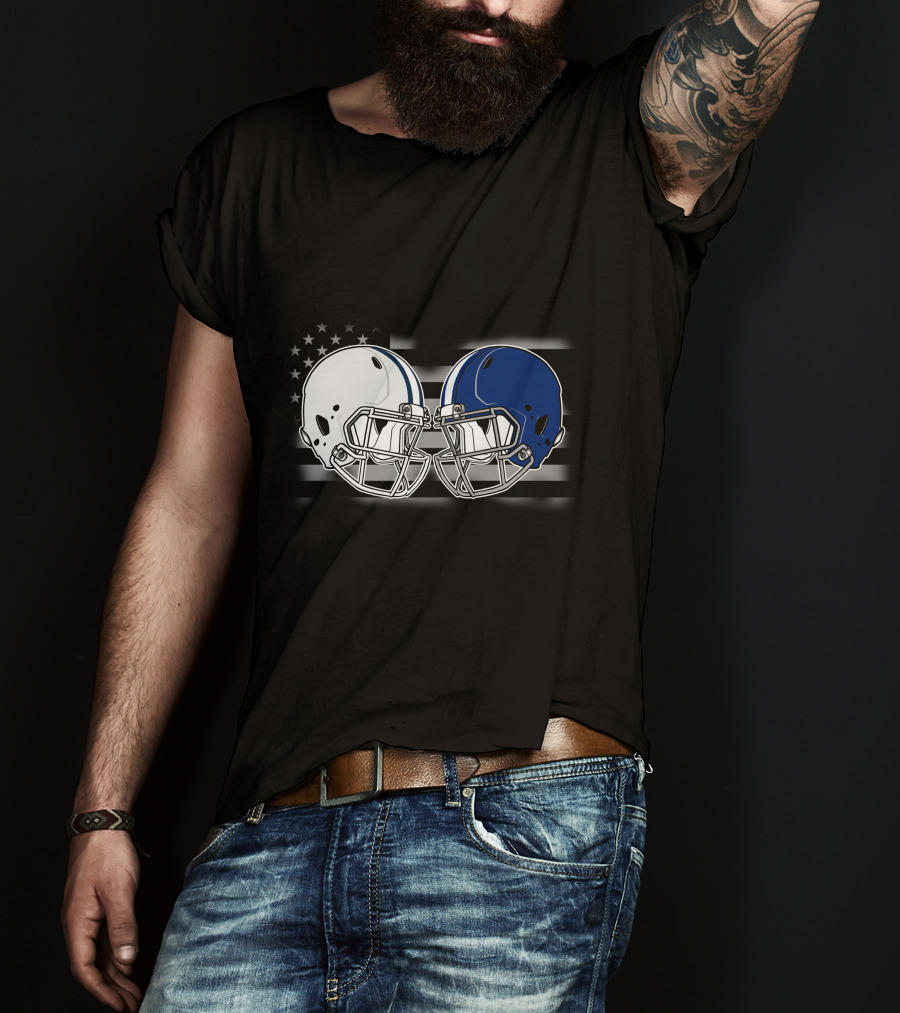 Cow Lions American Flag Football Helmets T-Shirt