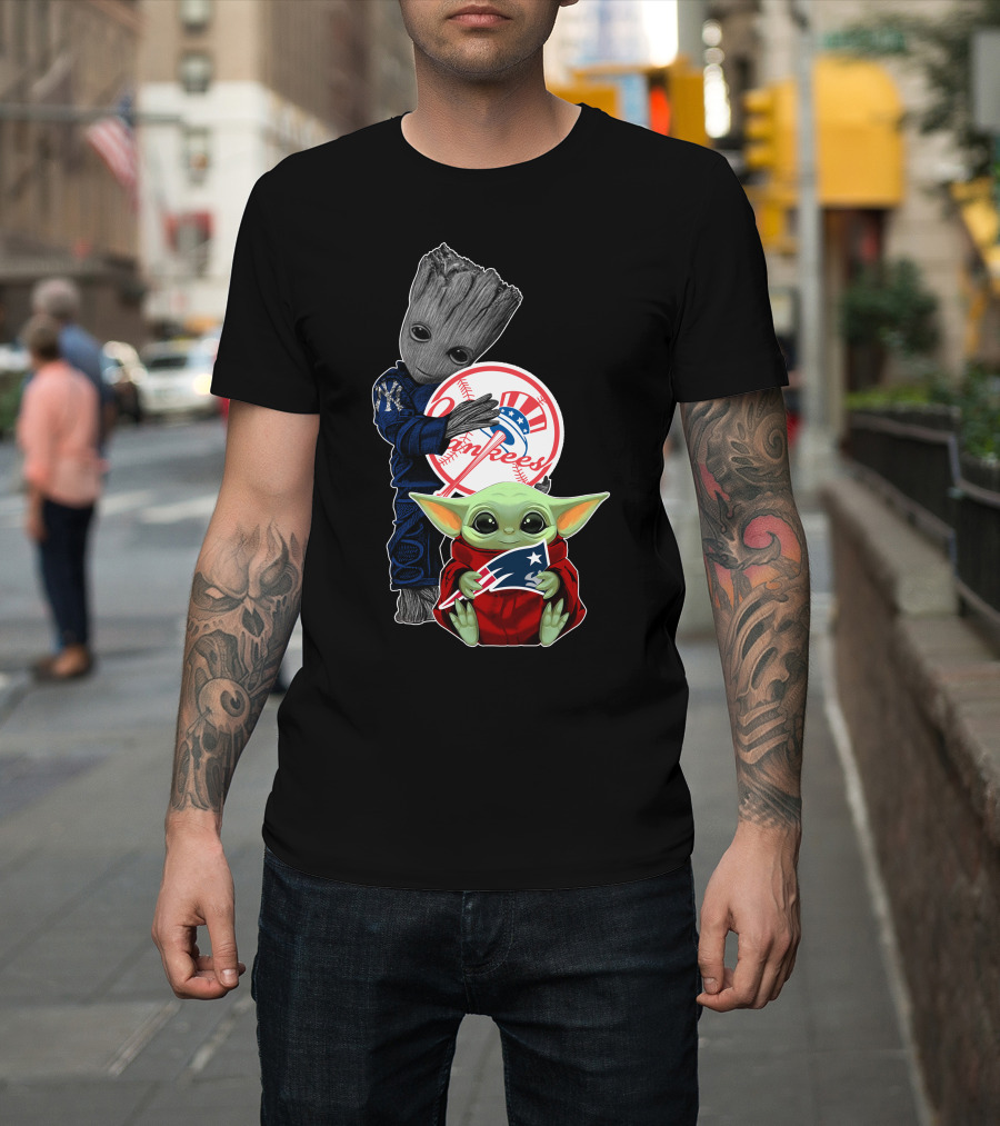 Yankees Groot Baby Yoda Patriots T-Shirt