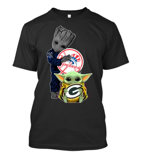 Yankees Groot Packers Baby Yoda T-Shirt