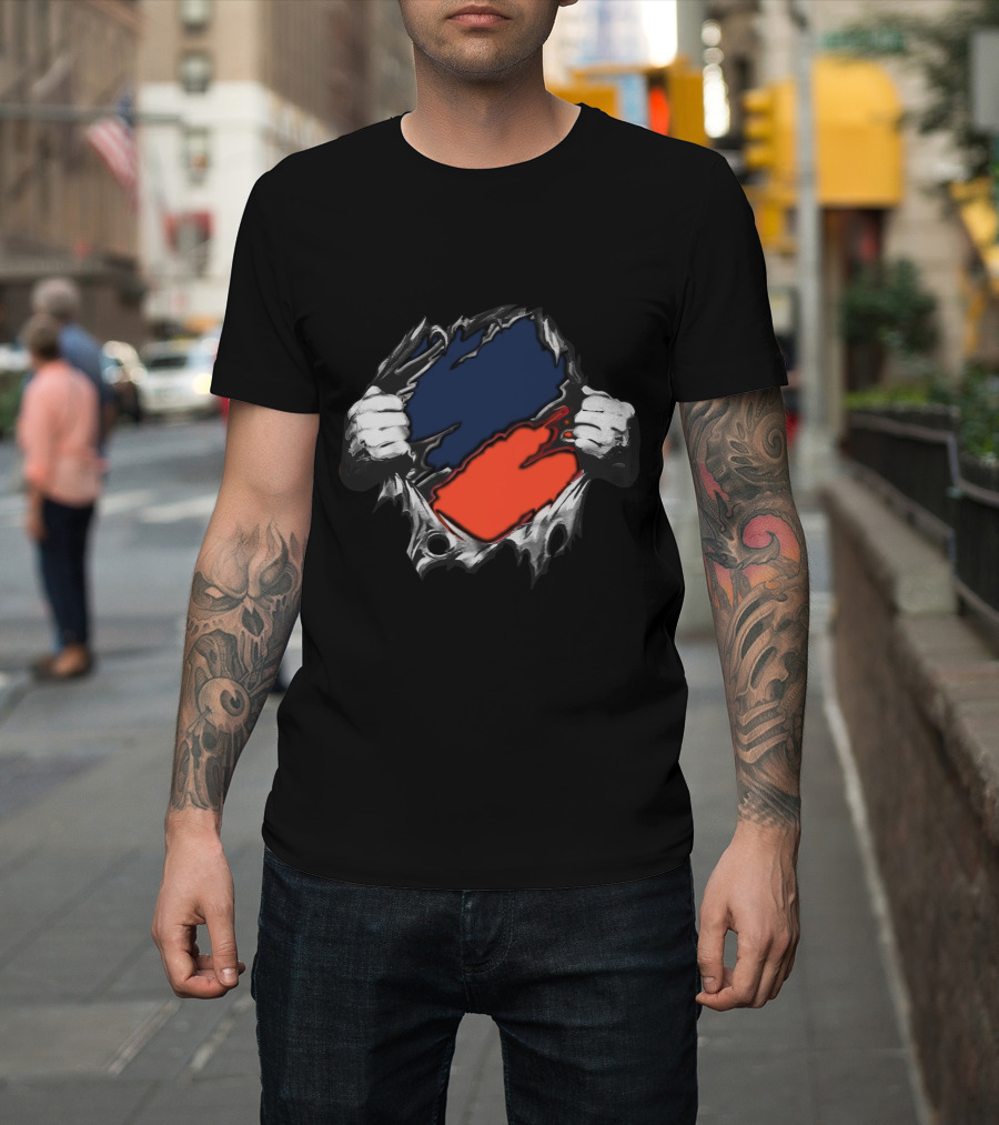 Bro Yan Blue Orange Ripped T-Shirt