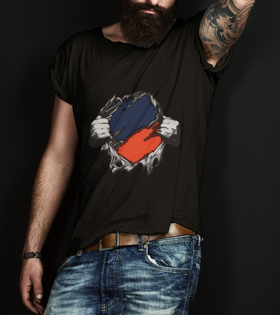 Bro Yan Blue Orange Ripped T-Shirt