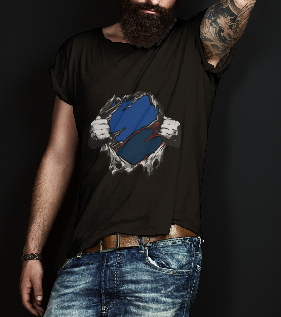Co LA Ripped Hands Blue And Red T-Shirt